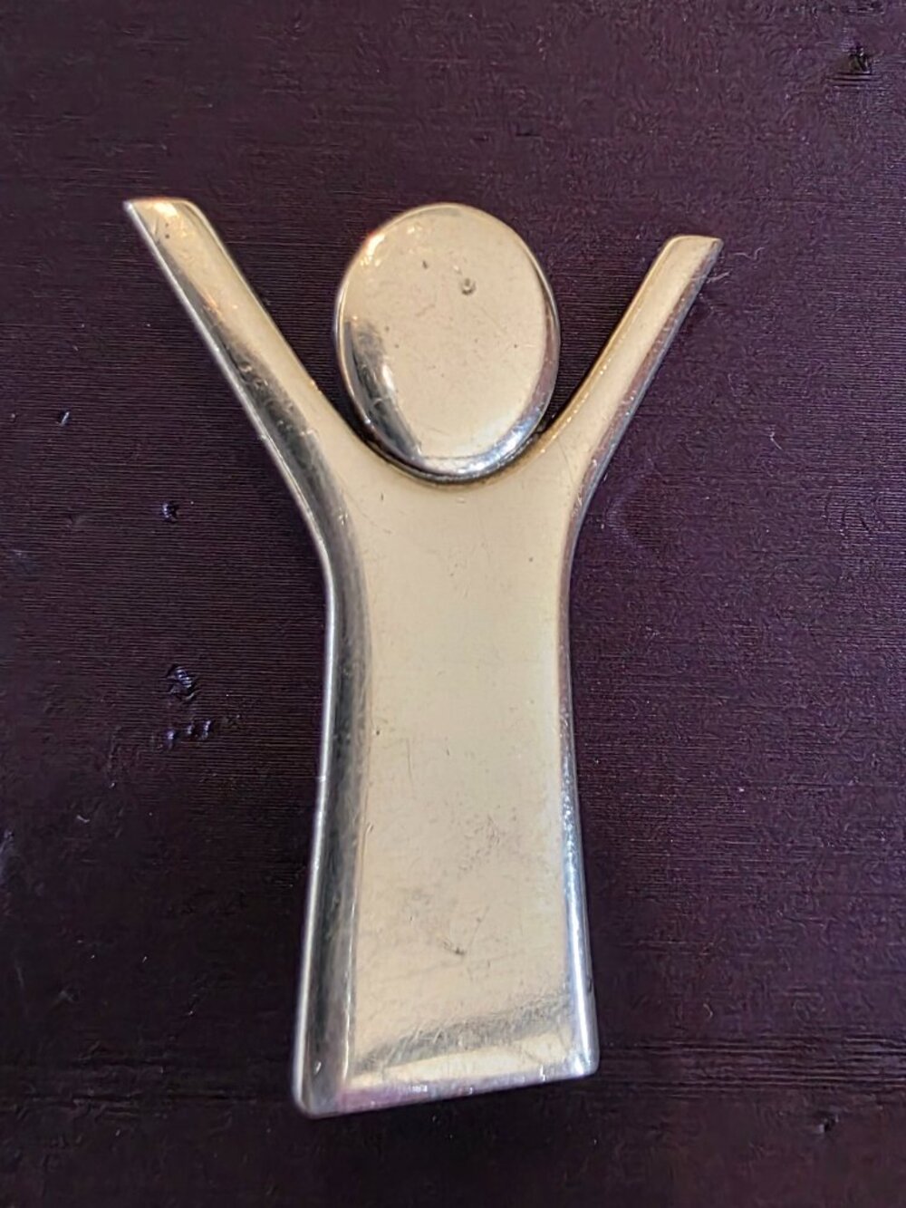 "Save The Children" Modernist Child Arms Raised Vintage Sterling Silver Pin